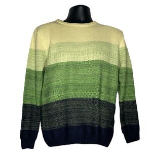 Gradient Knit Crewneck Sweater (Size:S/M, Color:Yellow/Green/Black)